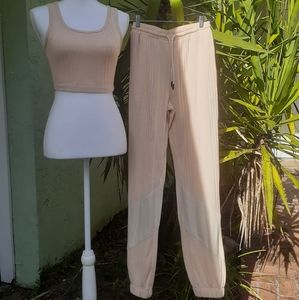 Tan Jogger Set crop top